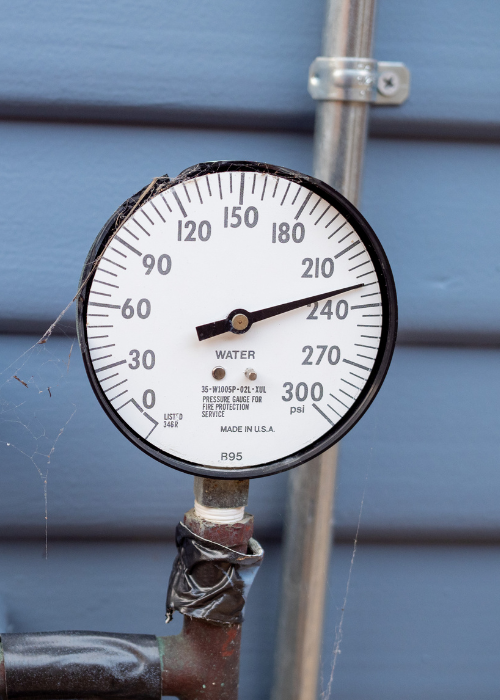 Water Meter showing high water pressure.
