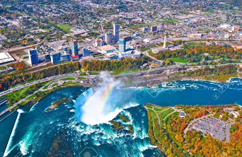 a waterfall in a city