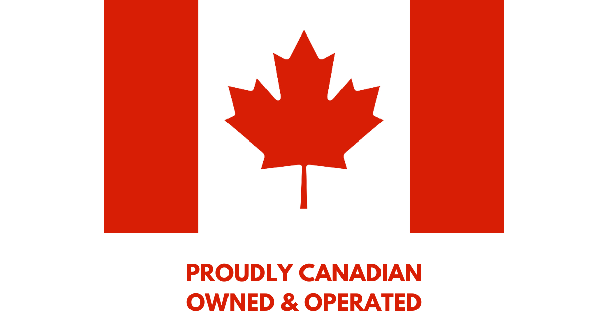 Canadian Flag with the words "Proudly Canadian Owned and Operated" beneath it.